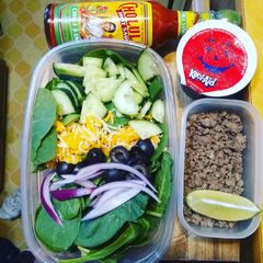 A picture of Lunchbox Taco salad prep.