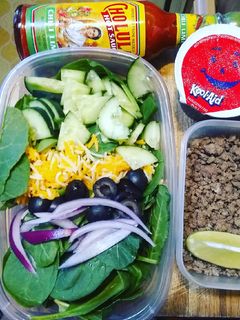 A picture of Lunchbox Taco salad prep.