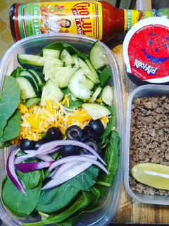 A picture of Lunchbox Taco salad prep.