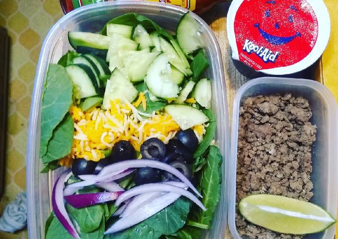 Steps to Make Speedy Lunchbox Taco salad prep