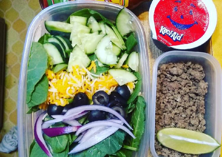 Recipe of Homemade Lunchbox Taco salad prep