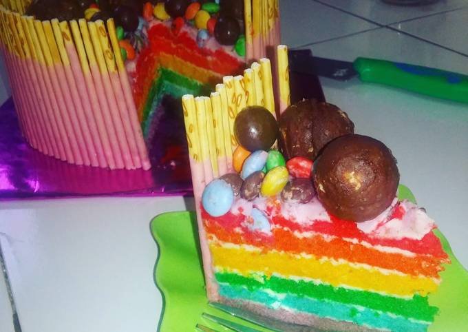 Wajib coba! Resep gampang bikin Rainbow Cake Super lembut, moist, maknyus  istimewa