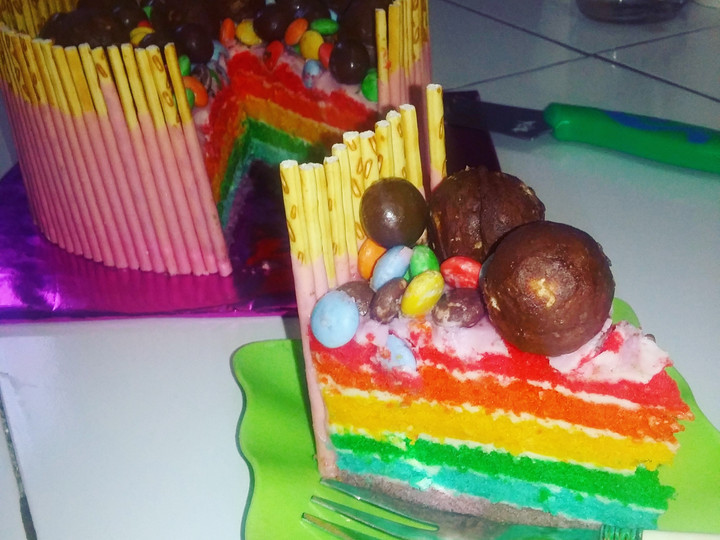 Cara Bikin Rainbow Cake Super lembut, moist, maknyus Enak Dan Mudah