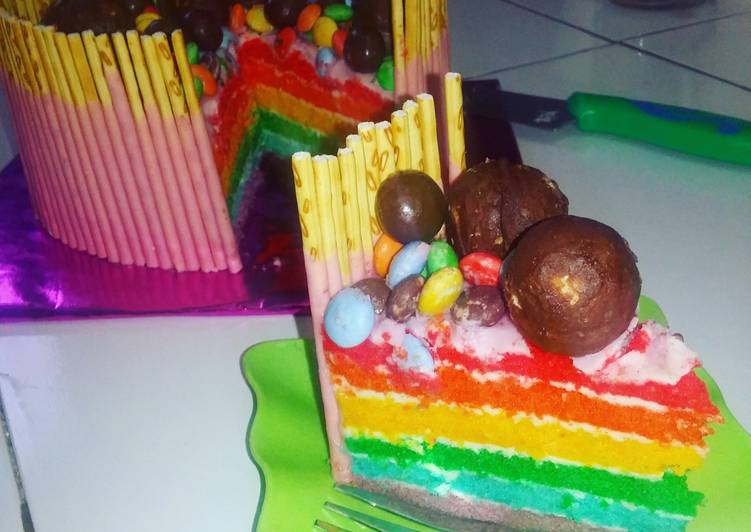 Resep Rainbow Cake Super lembut, moist, maknyus, Enak Banget