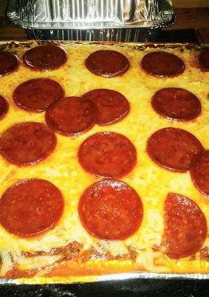 A picture of Baked Spaghetti with Pepperoni.