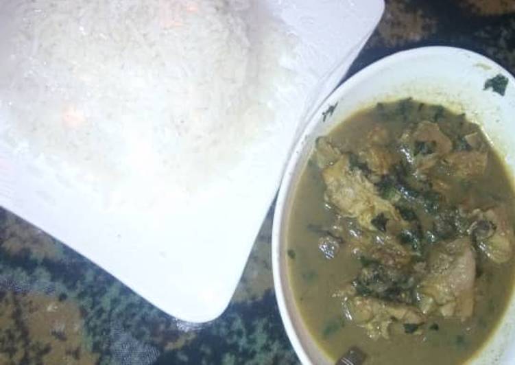 Boiled rice with peppersoup