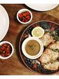 Pork loin steaks with mustard and butter sauce