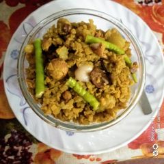 A picture of Thorer Ghonto / Banana Stem Curry.