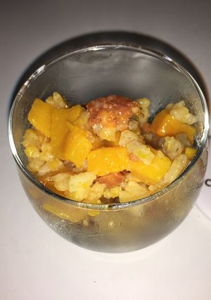 Une photo de #médiéval risotto potimarron chorizo