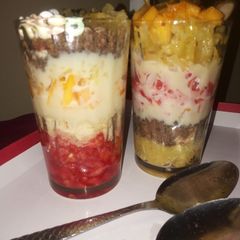 Fruit-cake parfait 😋😋 A picture of Fruit-cake parfait 😋😋.