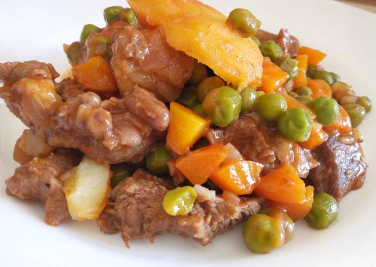 Steps to Prepare Speedy Lamb, peas,and potato stew#OnePotMeals