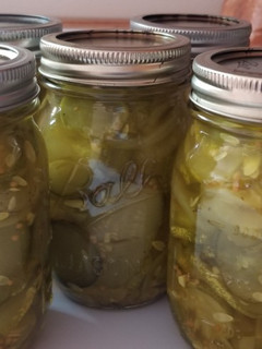 A picture of Spicy bread and butter pickles.