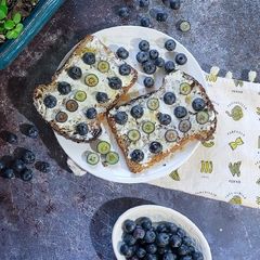 A picture of Quick Goat Cheese, Honey & Blueberry Toast.