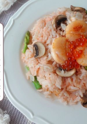 干貝明太子燉飯 的食譜成品照片