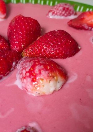Una foto de Tarta fría de fresa (sin horno)