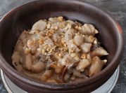 Una foto de crema de setas shiitake
