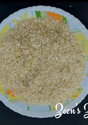 A picture of Oven Roasted Flattened Rice or Poha.