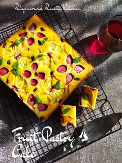 Foto resep Fruit Pastry Cake (Strawberry, Mangga, Nanas, Kismis)