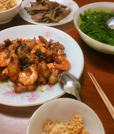 tôm rang thịt băm