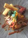 Pollo agridulce con frutas