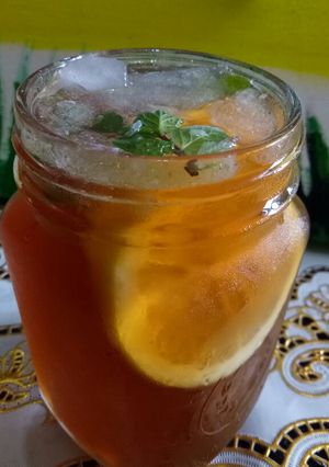 Foto resep Ice lemon tea with honey and mint