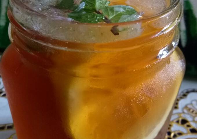 Langkah Mudah untuk Menyiapkan Ice lemon tea with honey and mint Anti Gagal