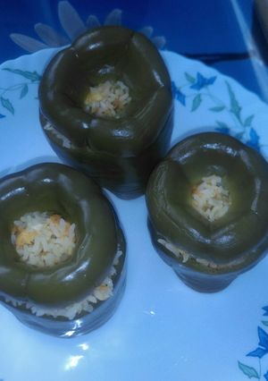 A picture of Stuffed capsicum(paneer rice).