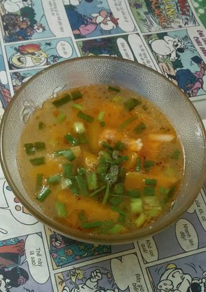 Hình của món Bí đỏ nấu canh tôm.