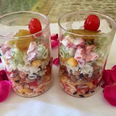 A picture of Poha lobia & nachos creamy salad.