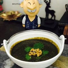 A picture of Tamarind-Ginger-Jaggery and Greens Instant Chutney: Allam Pachadi.