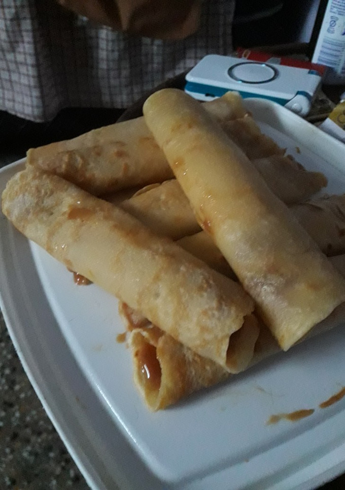 Una foto de Panqueques con dulce de leche