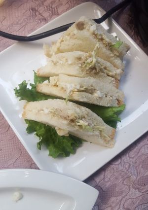 A picture of Egg and chicken sandwich.