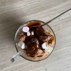 A picture of Rocky Road Chocolate Ice Cream 🥳 say whaaat?!?.