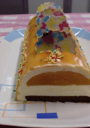 Foto principal de Musse de naranja con gelatina de naranja cubierto con glaseado de caramelo