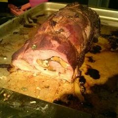 A picture of Smoked stuffed pork loin.