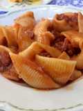 Pasta caracol con salsa de chorizo