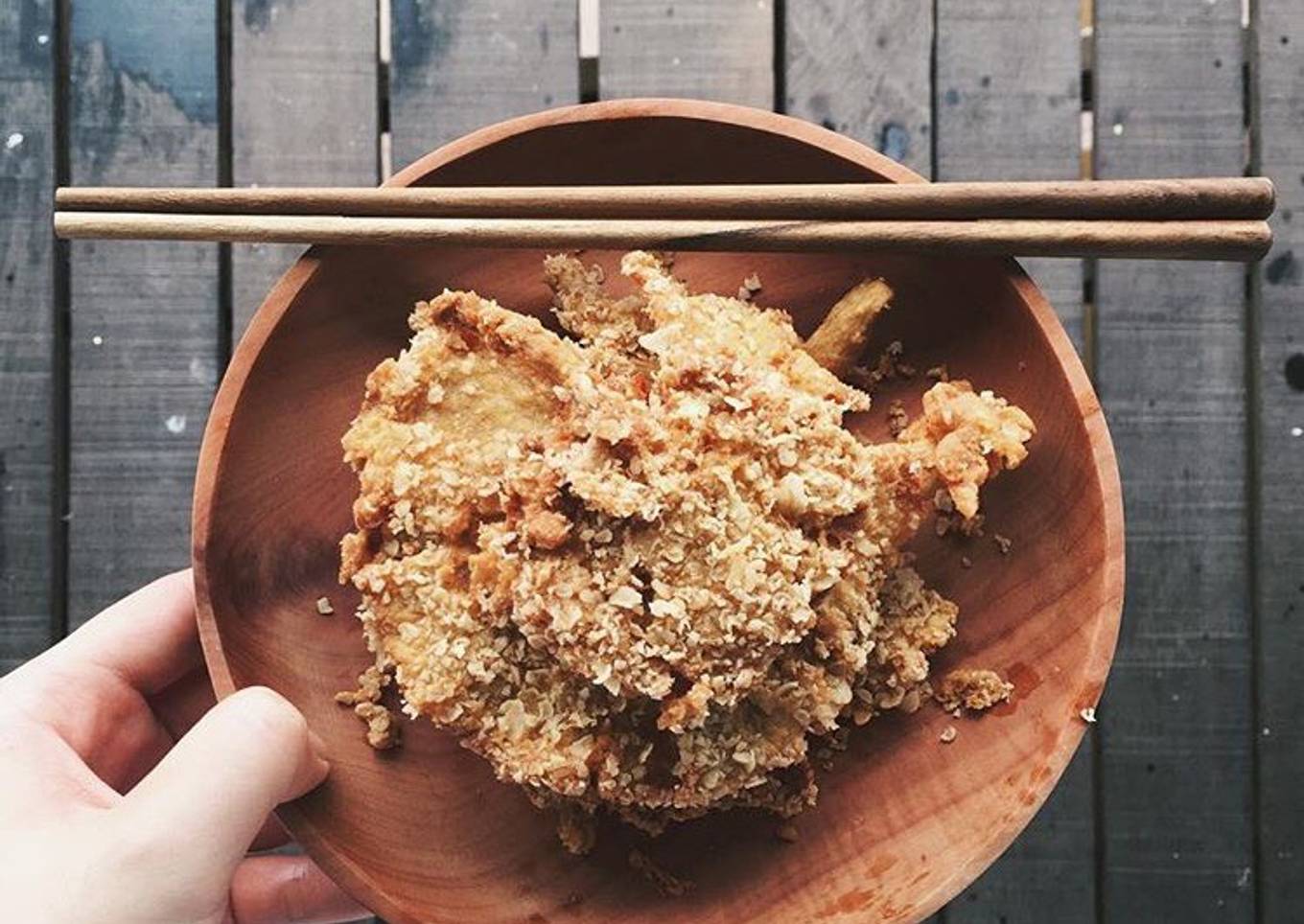 Whole wheat crispy mushroom with oat (jamur goreng crispy)