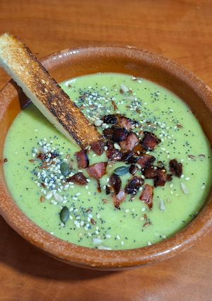 A picture of Chilled Zucchini and Melon Soup.