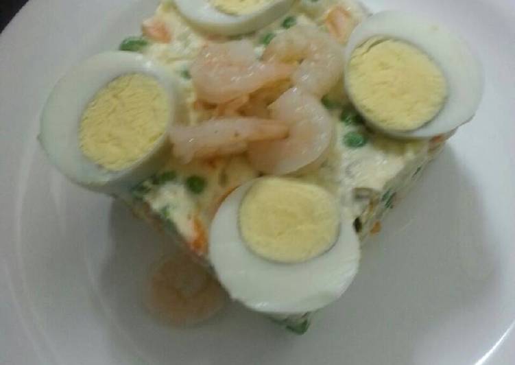 Recipe of Yummy Russian salad with shrimps