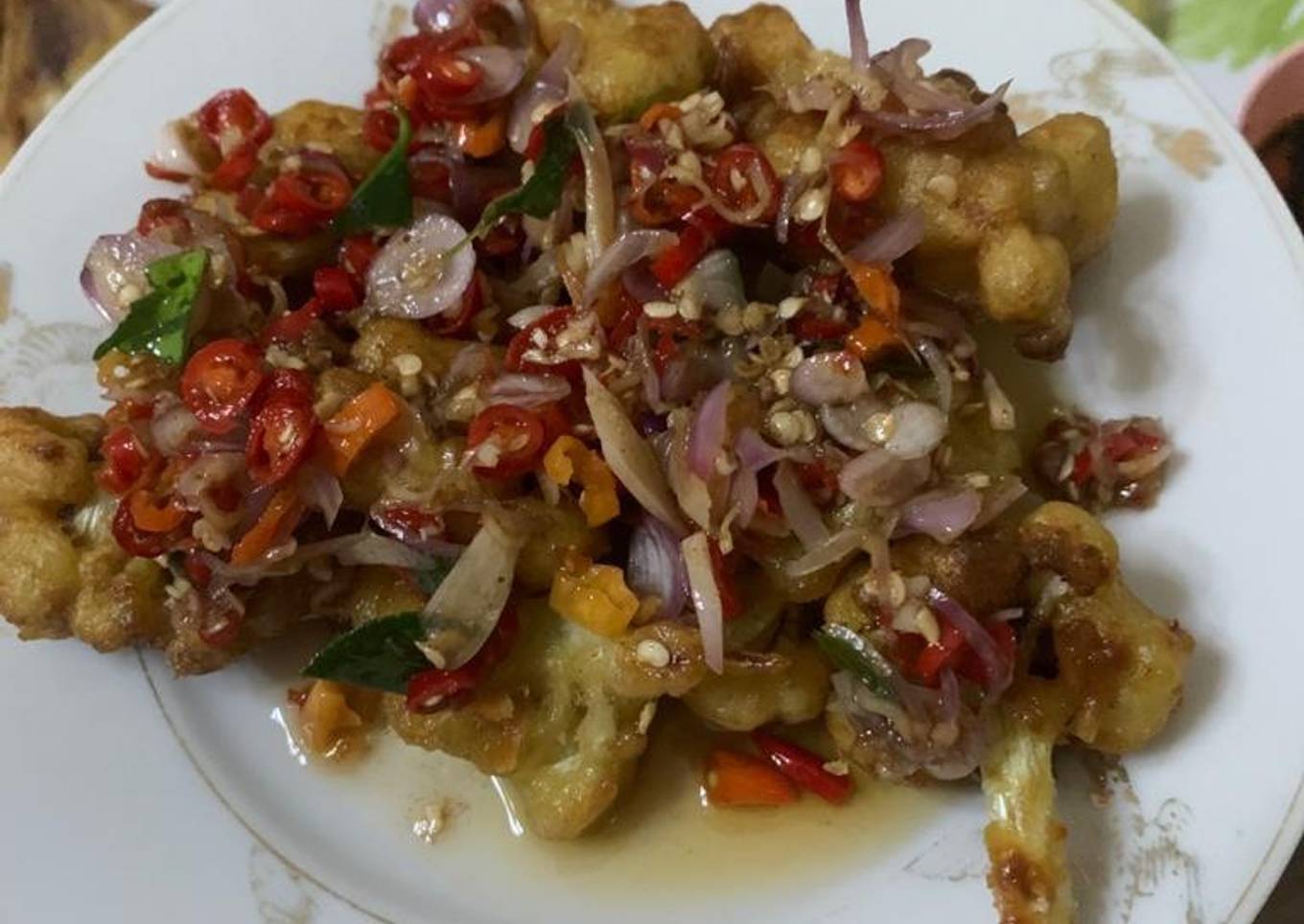 Saus cabai kembang kol renyah