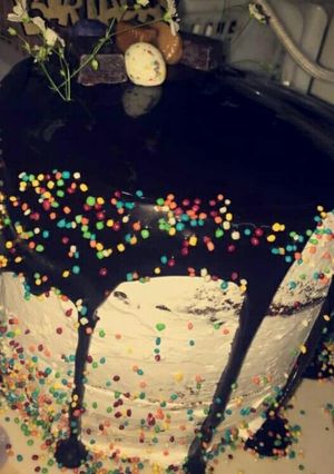 A picture of Chocolate inside surprise cake.