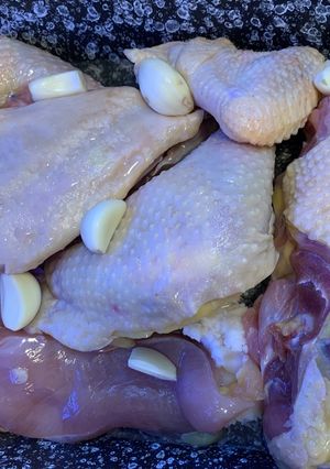 Sült tanyasi csirke párolt zöldséggel recept fotója
