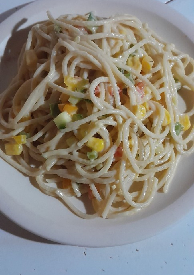 Una foto de Spaghetti cremoso