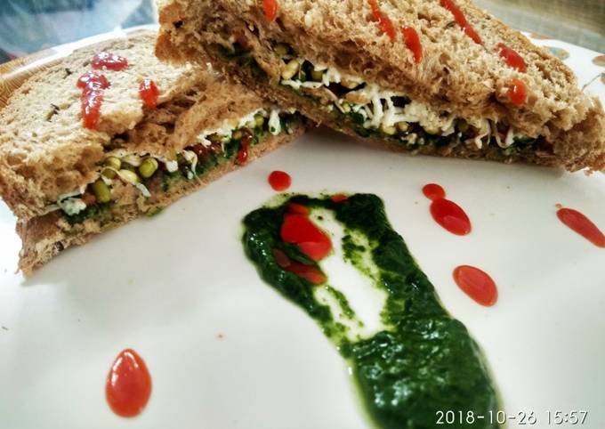 Steps to Prepare Eric Ripert Spinach and sprout cheese sandwich