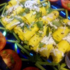 Gujarati khandvi A picture of Gujarati khandvi.