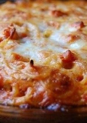 Фото Пирог из спагетти с фрикадельками.