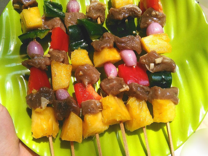 Resep Hawaiian grilled beef kabobs aka sate daging paprika nanas, Bikin Ngiler