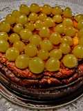 Tarta de queso y uvas
