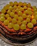 Tarta de queso y uvas