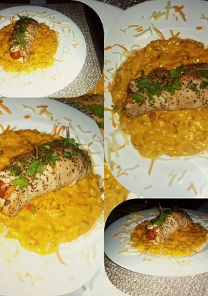 Una foto de Pechuga rellena de chorizo y queso en salsa chipotle cedano